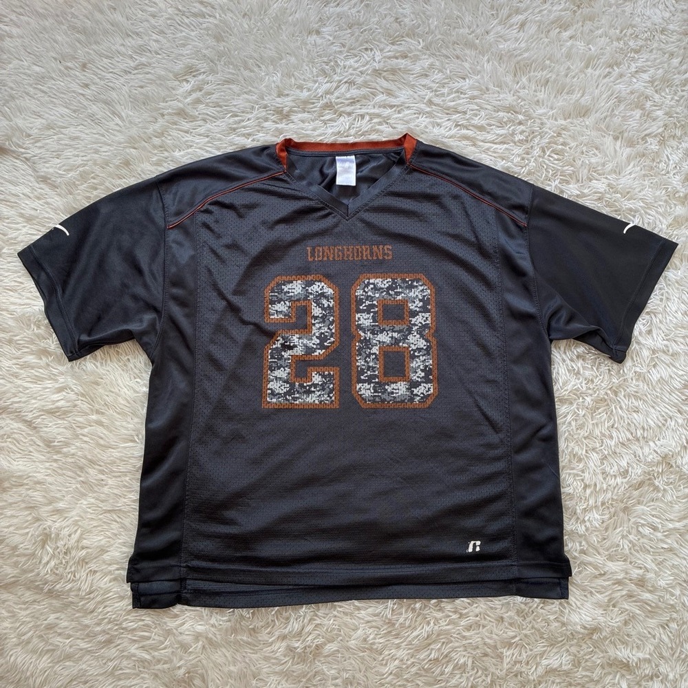 Russell Athletic Texas Longhorns Jersey Mens 2XL Black Camo #28 Football Shirt